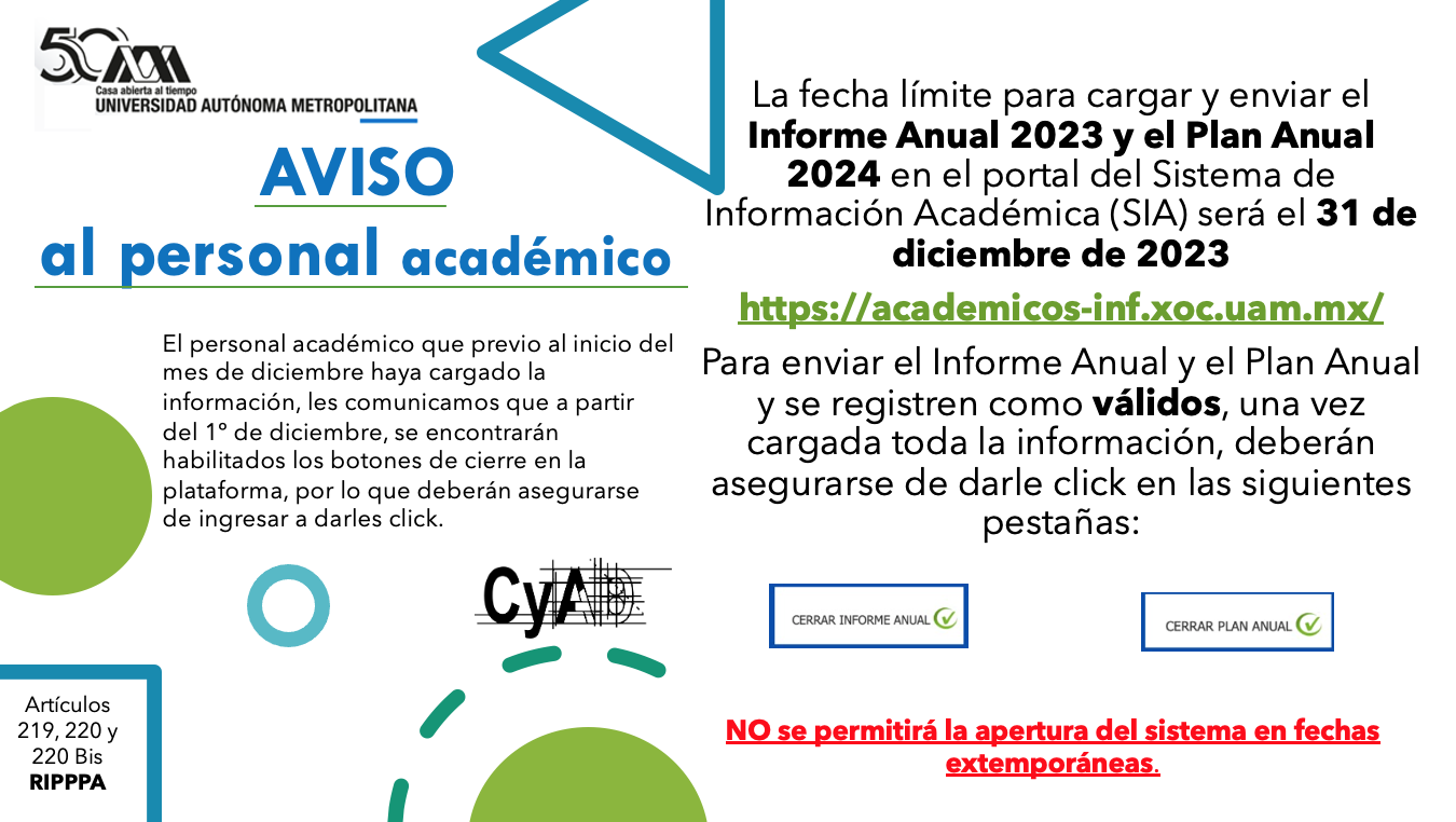 AVISO PERSONAL ACADÉMICO DE LA DIVISIÓN DE CyAD