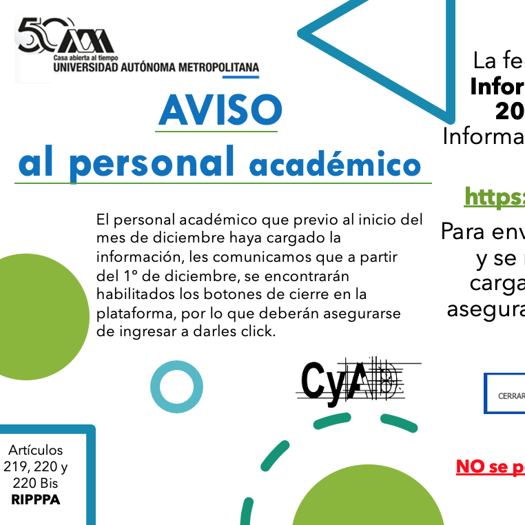 AVISO PERSONAL ACADÉMICO DE LA DIVISIÓN DE CyAD